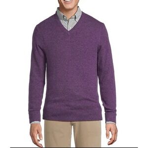 Daniel Cremieux Signature Mens‎ Purple V Neck Sweater Size M 100% Supima Cotton